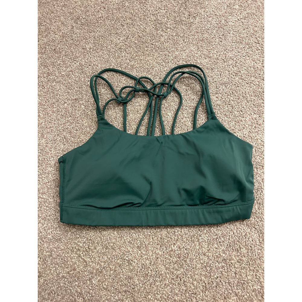 All In Motion Sports Bra Womens M Green Excellent Strappy Cage Back Yoga Gym